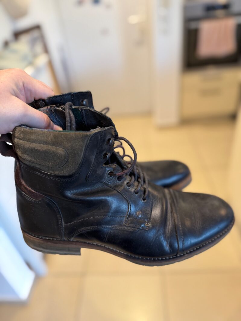 מגפי עור בצבע שחןר Steve Madden- סטיב מאדן יד שנייה בנמיז - Nemyz