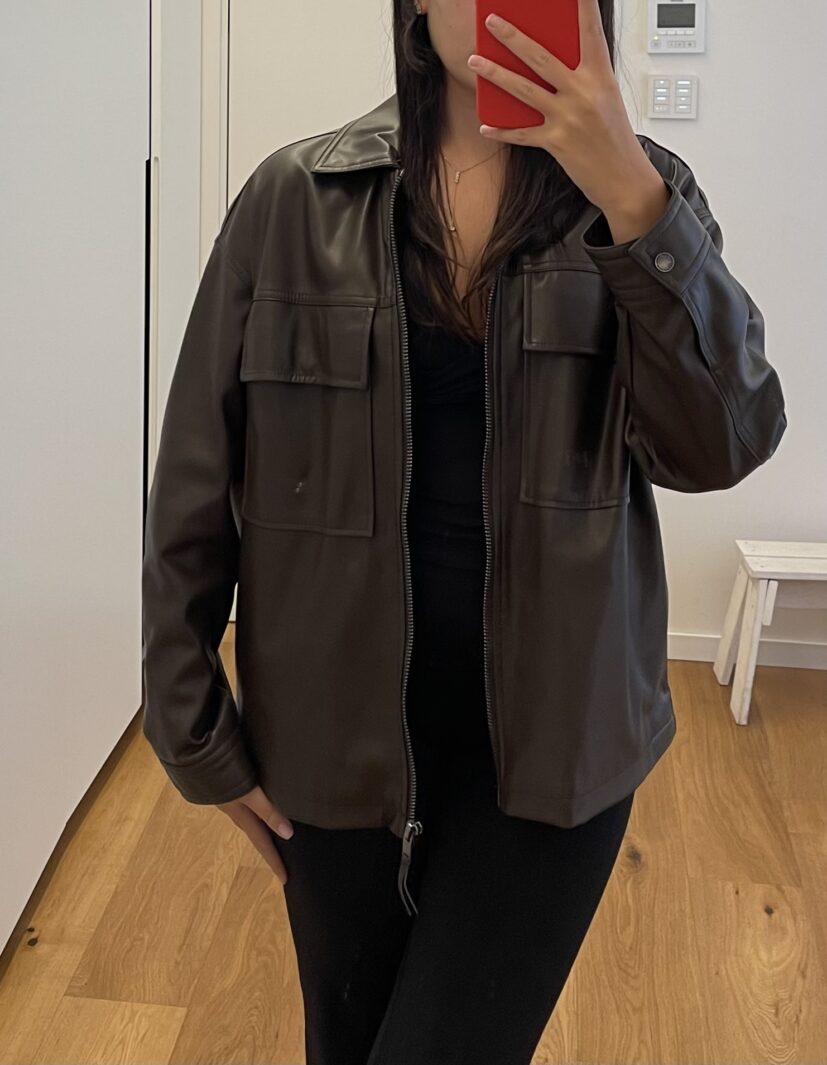 ג׳קט דמוי עור חום Bershka – ברשקה יד שנייה בנמיז - Nemyz