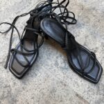 סנדל עקב קשירה שחור Massimo Dutti - מסימו דוטי יד שנייה בנמיז - Nemyz